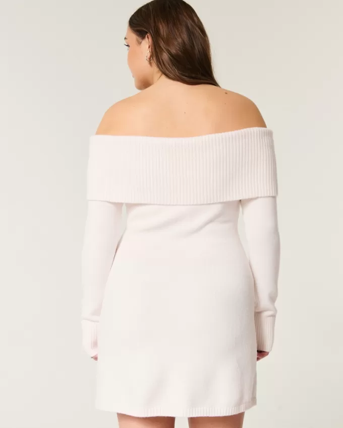 Off-the-Shoulder Skater Sweater Dress,Off-the-Shoulder Skater Sweater Dress Off-the-Shoulder Skater Sweater Dress,Off-the-Shoulder Skater Sweater Dress