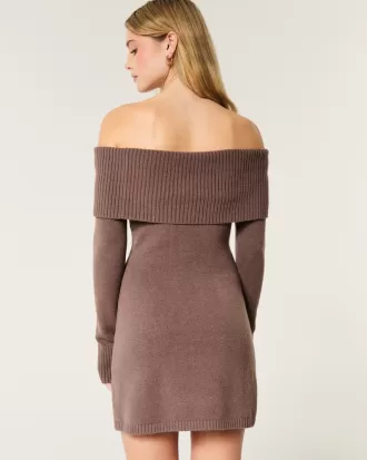 Off-the-Shoulder Skater Sweater Dress,Off-the-Shoulder Skater Sweater Dress Off-the-Shoulder Skater Sweater Dress,Off-the-Shoulder Skater Sweater Dress
