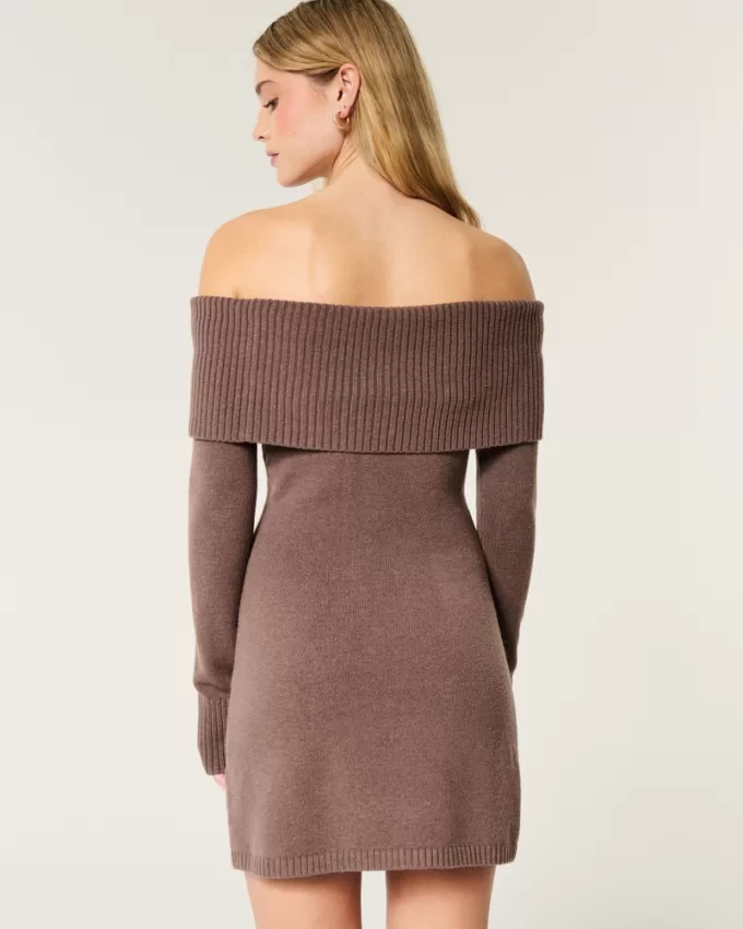 Off-the-Shoulder Skater Sweater Dress,Off-the-Shoulder Skater Sweater Dress Off-the-Shoulder Skater Sweater Dress,Off-the-Shoulder Skater Sweater Dress