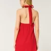 Open Back Linen-Blend Halter Dress,Open Back Linen-Blend Halter Dress