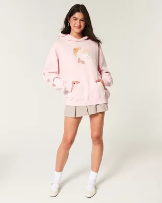 Oversized Café Graphic Hoodie,Oversized Café Graphic Hoodie