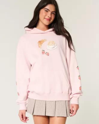 Oversized Café Graphic Hoodie,Oversized Café Graphic Hoodie
