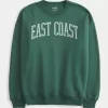 Oversized East Coast Graphic Crew Sweatshirt,Oversized East Coast Graphic Crew Sweatshirt