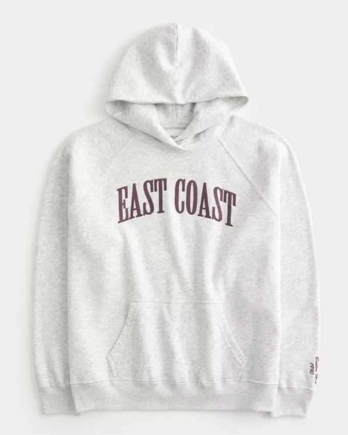 Oversized East Coast Graphic Hoodie,Oversized East Coast Graphic Hoodie