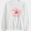 Oversized Flower Graphic Crew Sweatshirt,Oversized Flower Graphic Crew Sweatshirt