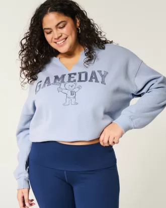 Oversized Gameday Graphic Notch-Neck Sweatshirt,Oversized Gameday Graphic Notch-Neck Sweatshirt