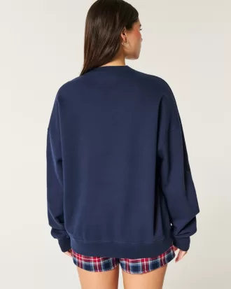 Oversized Gingerbread Cookies Graphic Crew Sweatshirt,Oversized Gingerbread Cookies Graphic Crew Sweatshirt