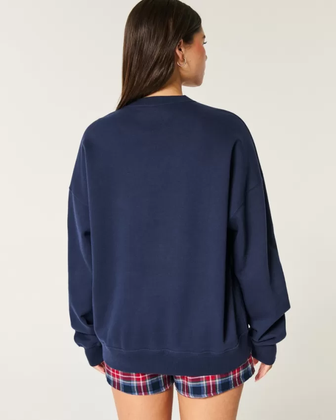 Oversized Gingerbread Cookies Graphic Crew Sweatshirt,Oversized Gingerbread Cookies Graphic Crew Sweatshirt