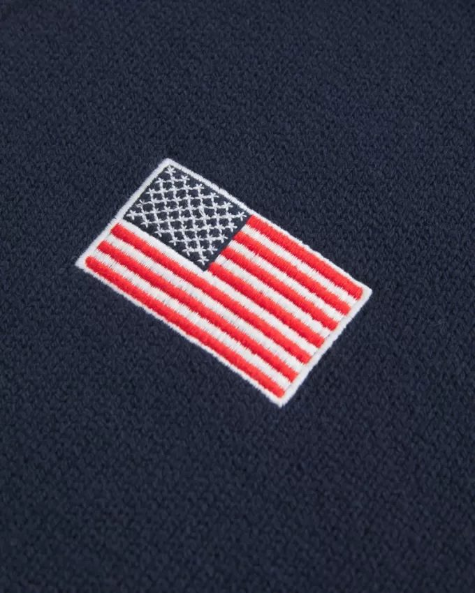 Oversized Half-Zip American Flag Graphic Sweater,Oversized Half-Zip American Flag Graphic Sweater