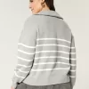 Oversized Half-Zip Graphic Sweater,Oversized Half-Zip Graphic Sweater