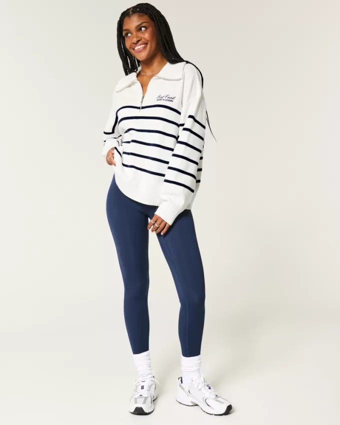 Oversized Half-Zip Graphic Sweater,Oversized Half-Zip Graphic Sweater