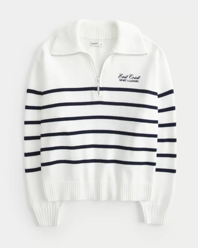 Oversized Half-Zip Graphic Sweater,Oversized Half-Zip Graphic Sweater