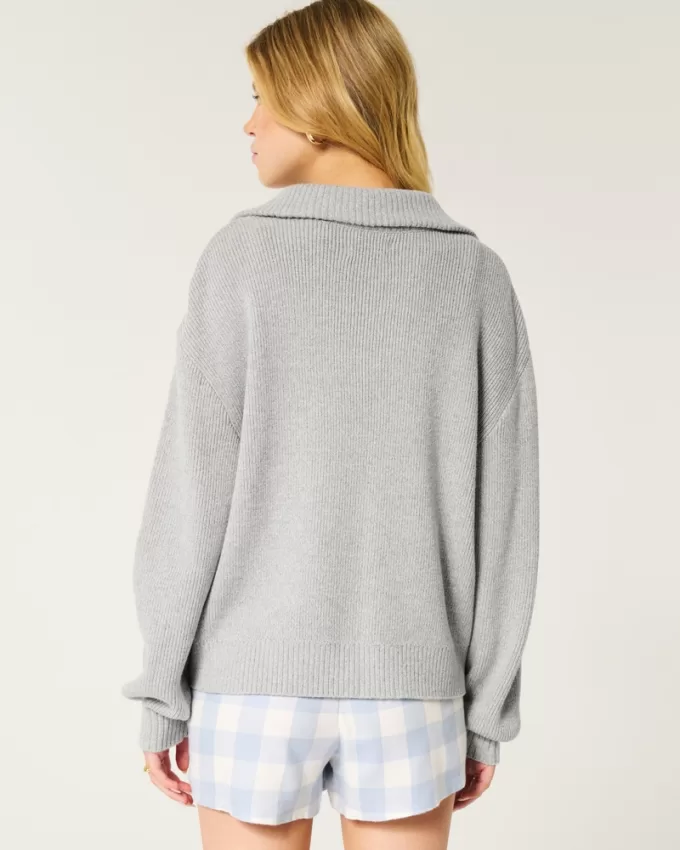 Oversized Half-Zip Sweater,Oversized Half-Zip Sweater