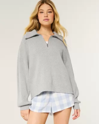 Oversized Half-Zip Sweater,Oversized Half-Zip Sweater