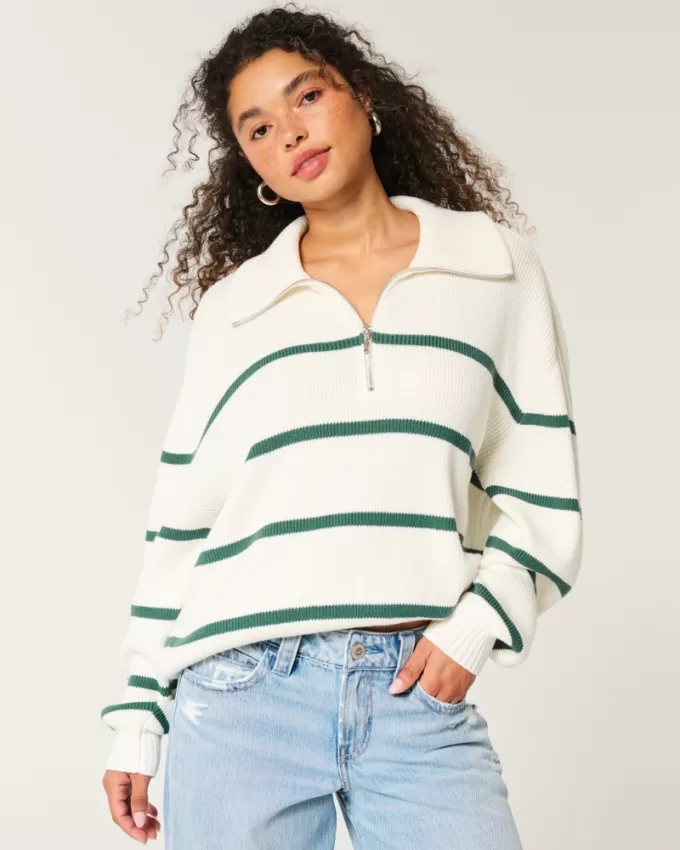 Oversized Half-Zip Sweater,Oversized Half-Zip Sweater