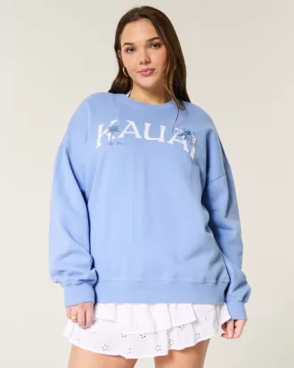 Oversized Kauai Graphic Crew Sweatshirt,Oversized Kauai Graphic Crew Sweatshirt