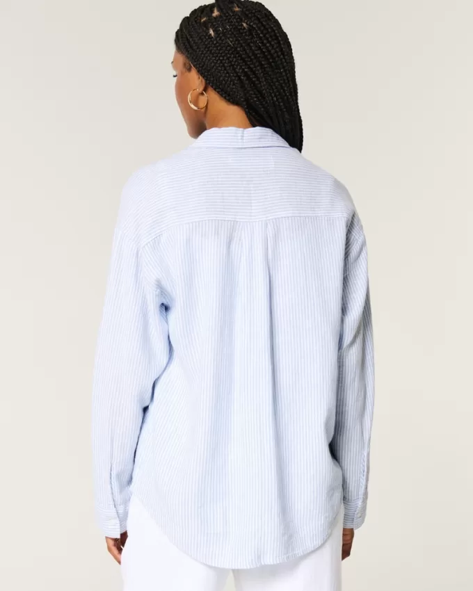 Oversized Linen-Blend Shirt,Oversized Linen-Blend Shirt