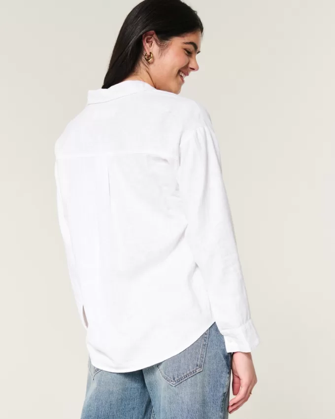 Oversized Linen-Blend Shirt,Oversized Linen-Blend Shirt