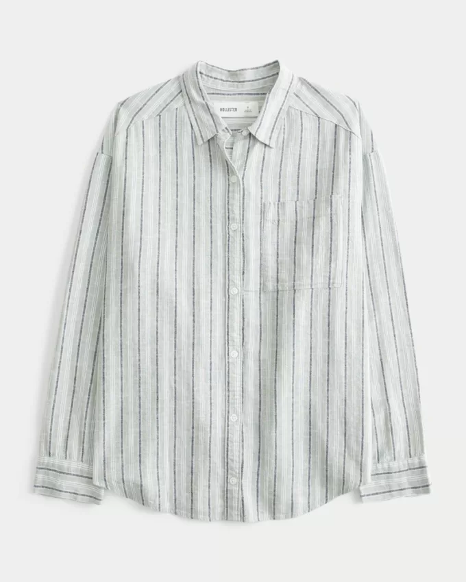 Oversized Linen-Blend Shirt,Oversized Linen-Blend Shirt