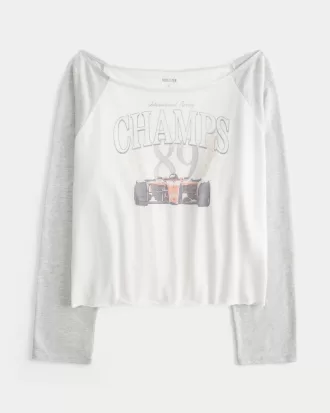 Oversized Long-Sleeve Racing Graphic Tee,Oversized Long-Sleeve Racing Graphic Tee