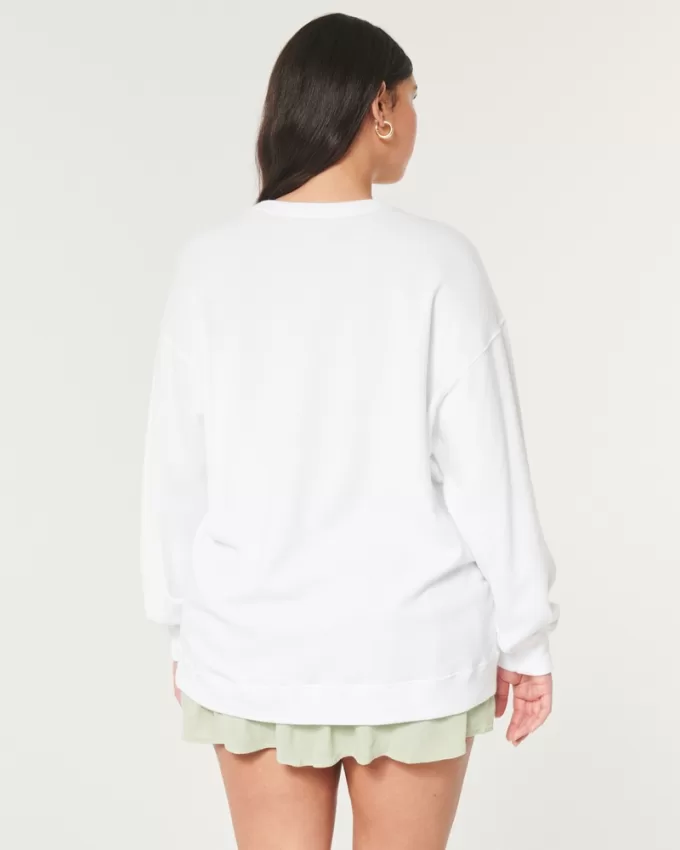 Oversized Malibu California Graphic Terry Sweatshirt,Oversized Malibu California Graphic Terry Sweatshirt