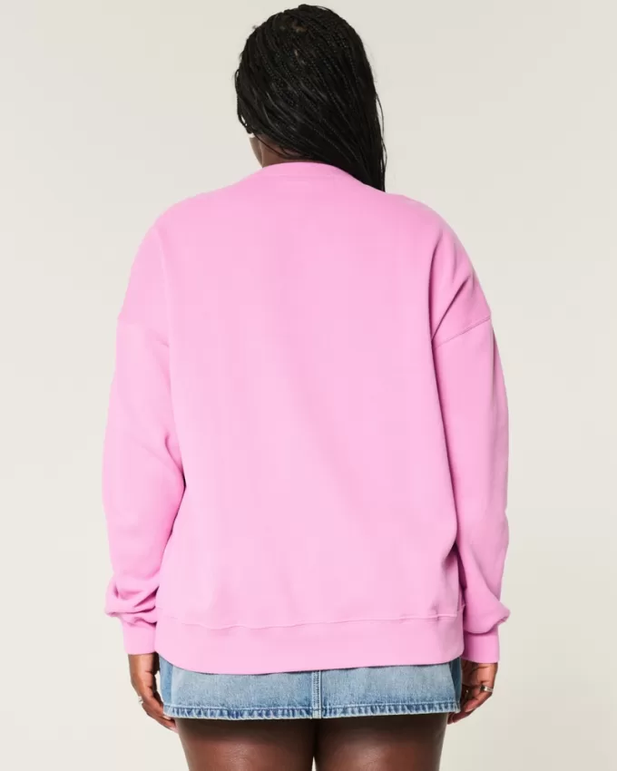 Oversized Malibu Graphic Crew Sweatshirt,Oversized Malibu Graphic Crew Sweatshirt