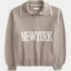 Oversized New York Graphic Half-Zip Sweater,Oversized New York Graphic Half-Zip Sweater