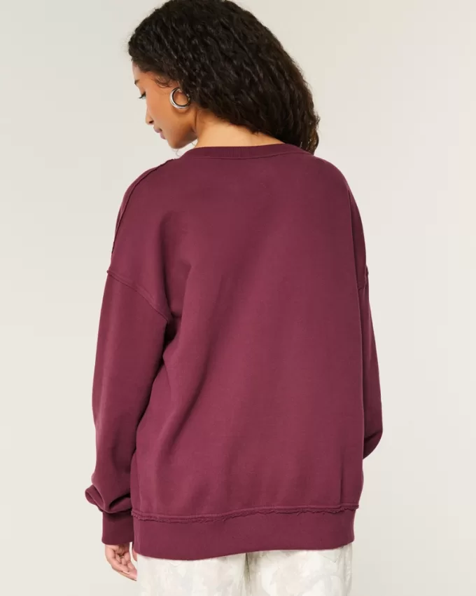 Oversized New York Graphic Notch-Neck Sweatshirt,Oversized New York Graphic Notch-Neck Sweatshirt