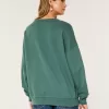 Oversized Notch-Neck Go Team Graphic Sweatshirt,Oversized Notch-Neck Go Team Graphic Sweatshirt