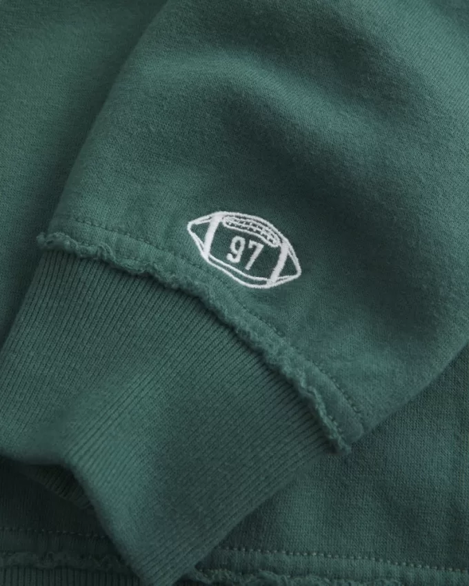 Oversized Notch-Neck Go Team Graphic Sweatshirt,Oversized Notch-Neck Go Team Graphic Sweatshirt