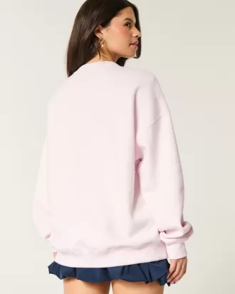 Oversized Number Graphic Crew Sweatshirt,Oversized Number Graphic Crew Sweatshirt