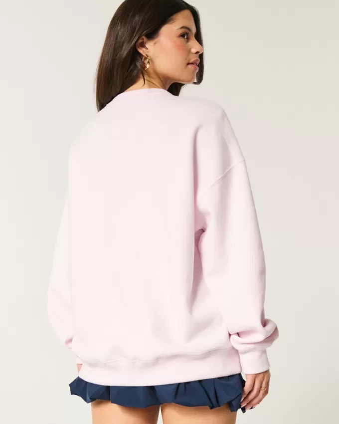 Oversized Number Graphic Crew Sweatshirt,Oversized Number Graphic Crew Sweatshirt