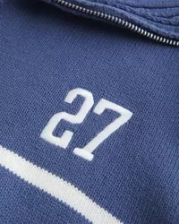 Oversized Number Graphic Half-Zip Sweater,Oversized Number Graphic Half-Zip Sweater