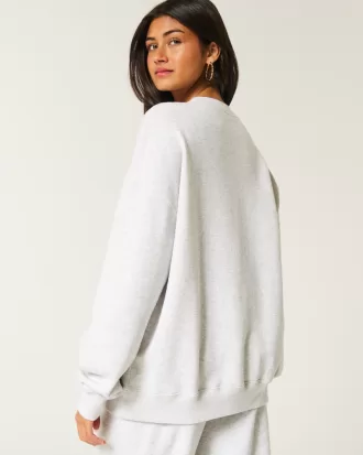 Oversized Ocean Beach Graphic Crew Sweatshirt,Oversized Ocean Beach Graphic Crew Sweatshirt