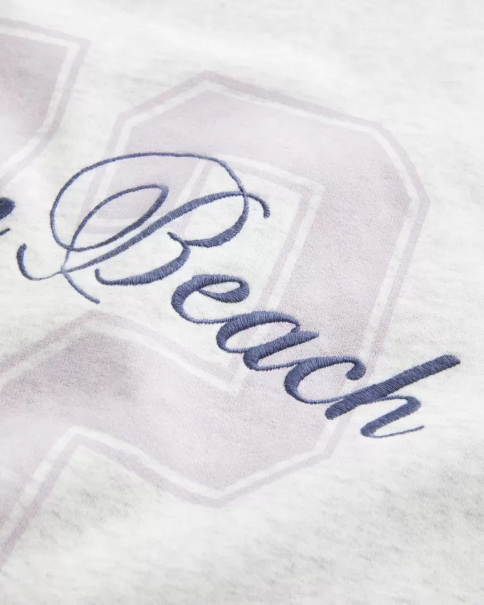 Oversized Ocean Beach Graphic Crew Sweatshirt,Oversized Ocean Beach Graphic Crew Sweatshirt