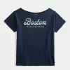 Oversized Off-the-Shoulder Boston Graphic Tee,Oversized Off-the-Shoulder Boston Graphic Tee