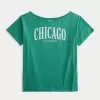 Oversized Off-the-Shoulder Chicago Graphic Tee,Oversized Off-the-Shoulder Chicago Graphic Tee