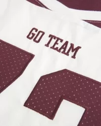 Oversized Off-the-Shoulder Football Graphic Jersey,Oversized Off-the-Shoulder Football Graphic Jersey