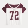 Oversized Off-the-Shoulder Football Graphic Jersey,Oversized Off-the-Shoulder Football Graphic Jersey
