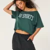 Oversized Off-the-Shoulder Go Sports Graphic Tee,Oversized Off-the-Shoulder Go Sports Graphic Tee