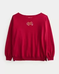 Oversized Off-the-Shoulder Lunar New Year Graphic Sweatshirt,Oversized Off-the-Shoulder Lunar New Year Graphic Sweatshirt