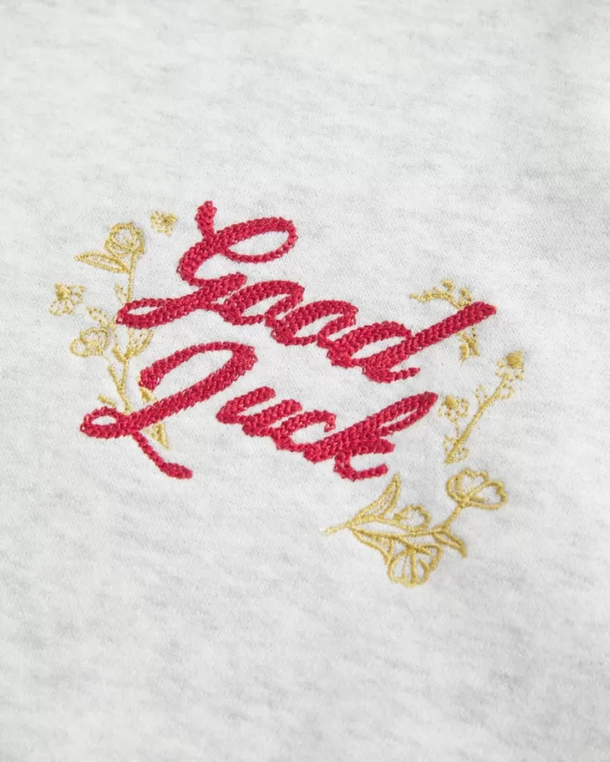 Oversized Off-the-Shoulder Lunar New Year Graphic Sweatshirt,Oversized Off-the-Shoulder Lunar New Year Graphic Sweatshirt