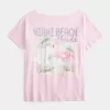 Oversized Off-the-Shoulder Miami Beach Graphic Tee,Oversized Off-the-Shoulder Miami Beach Graphic Tee