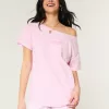 Oversized Off-the-Shoulder New York Raceway Graphic Tee,Oversized Off-the-Shoulder New York Raceway Graphic Tee