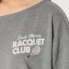 Oversized Off-the-Shoulder Racquet Club Graphic Sweatshirt,Oversized Off-the-Shoulder Racquet Club Graphic Sweatshirt