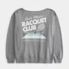 Oversized Off-the-Shoulder Racquet Club Graphic Sweatshirt,Oversized Off-the-Shoulder Racquet Club Graphic Sweatshirt