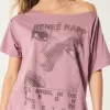 Oversized Off-the-Shoulder Reneé Rapp Graphic Tee,Oversized Off-the-Shoulder Reneé Rapp Graphic Tee