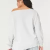 Oversized Off-the-Shoulder Volleyball Graphic Sweatshirt,Oversized Off-the-Shoulder Volleyball Graphic Sweatshirt