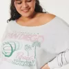 Oversized Off-the-Shoulder Volleyball Graphic Sweatshirt,Oversized Off-the-Shoulder Volleyball Graphic Sweatshirt