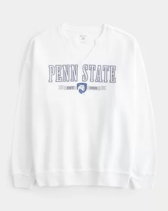 Oversized Penn State Graphic Notch-Neck Sweatshirt,Oversized Penn State Graphic Notch-Neck Sweatshirt